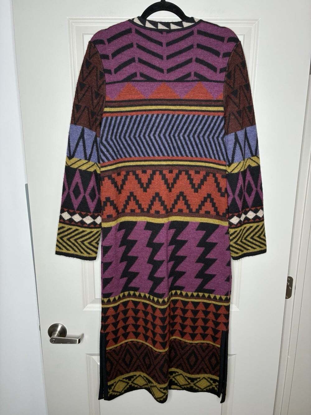 Peruvian Connection Baby Alpaca "Blythwood" Long Cardigan Multicolor/Pattern XS - Picture 9 of 9